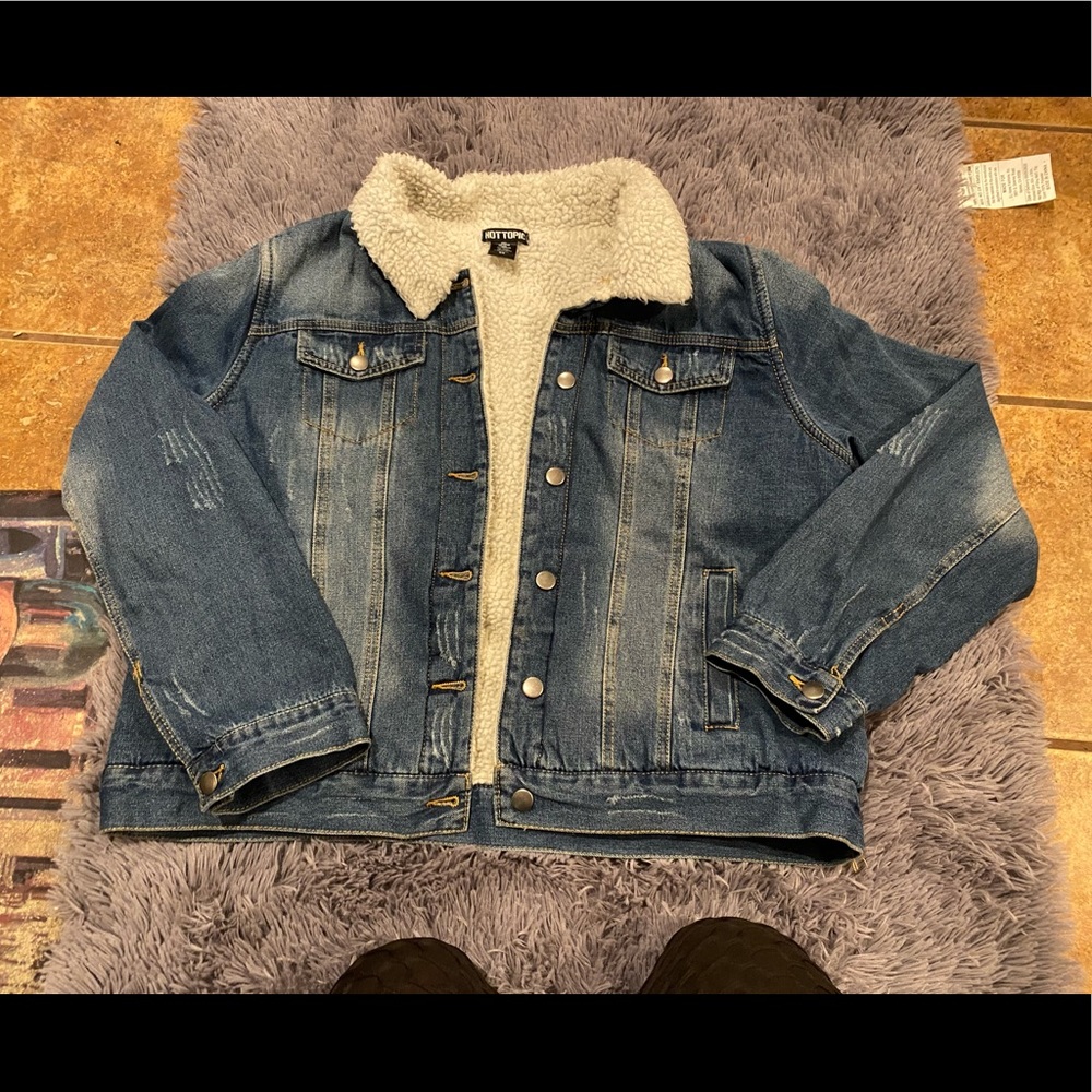 Denim sherpa lined jacket womens 2x